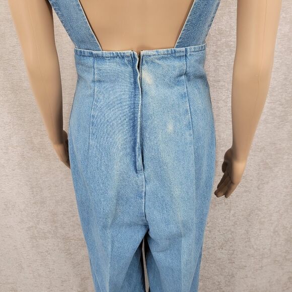 My Michelle Vintage Jumpsuit Overalls Denim Plunging Neckline Colorful Gemstones - Picture 6 of 16